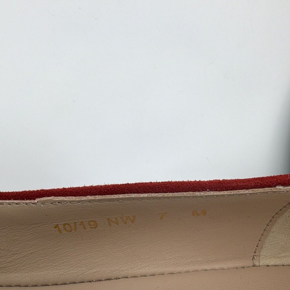 Stuart Weitzman Gabby Women's Red Patent Leather Bow Ballet Flats Round Toe 7 M - Picture 10 of 11